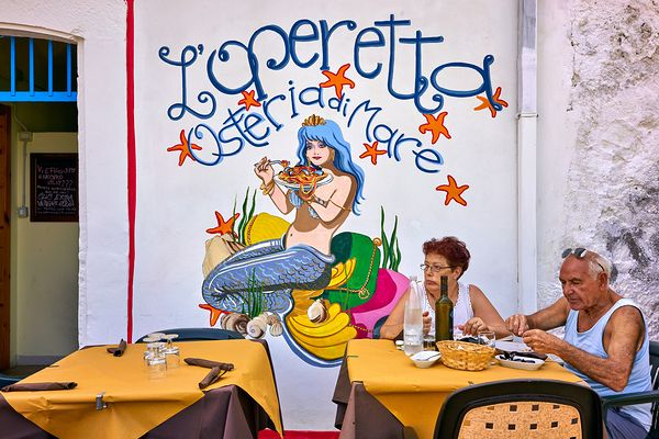 Apulia Puglia Italy. Rodi Garganico. Gargano. Typical trattoria fish restaurant