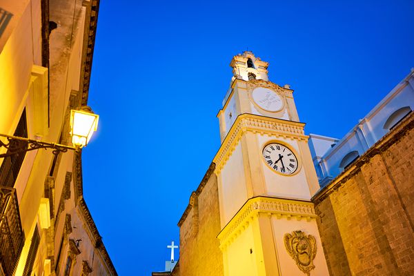 Salento. Apulia Puglia Italy. Gallipoli. The cathedral at night
