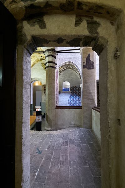 Foligno Umbria Italy. Frescoes at Trinci Palace Palazzo Trinci a patrician residence and museum.