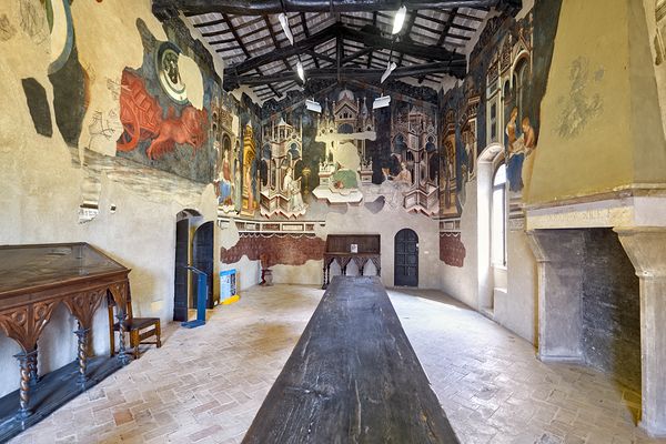 Foligno Umbria Italy. Frescoes at Trinci Palace Palazzo Trinci a patrician residence and museum.