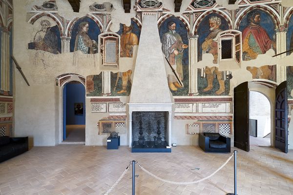 Foligno Umbria Italy. Frescoes at Trinci Palace Palazzo Trinci a patrician residence and museum.