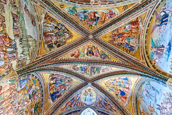 Orvieto Umbria Italy. The vault of the chapel of the Madonna di San Brizio frescoed by Fra Angelico and Benozzo Gozzoli
