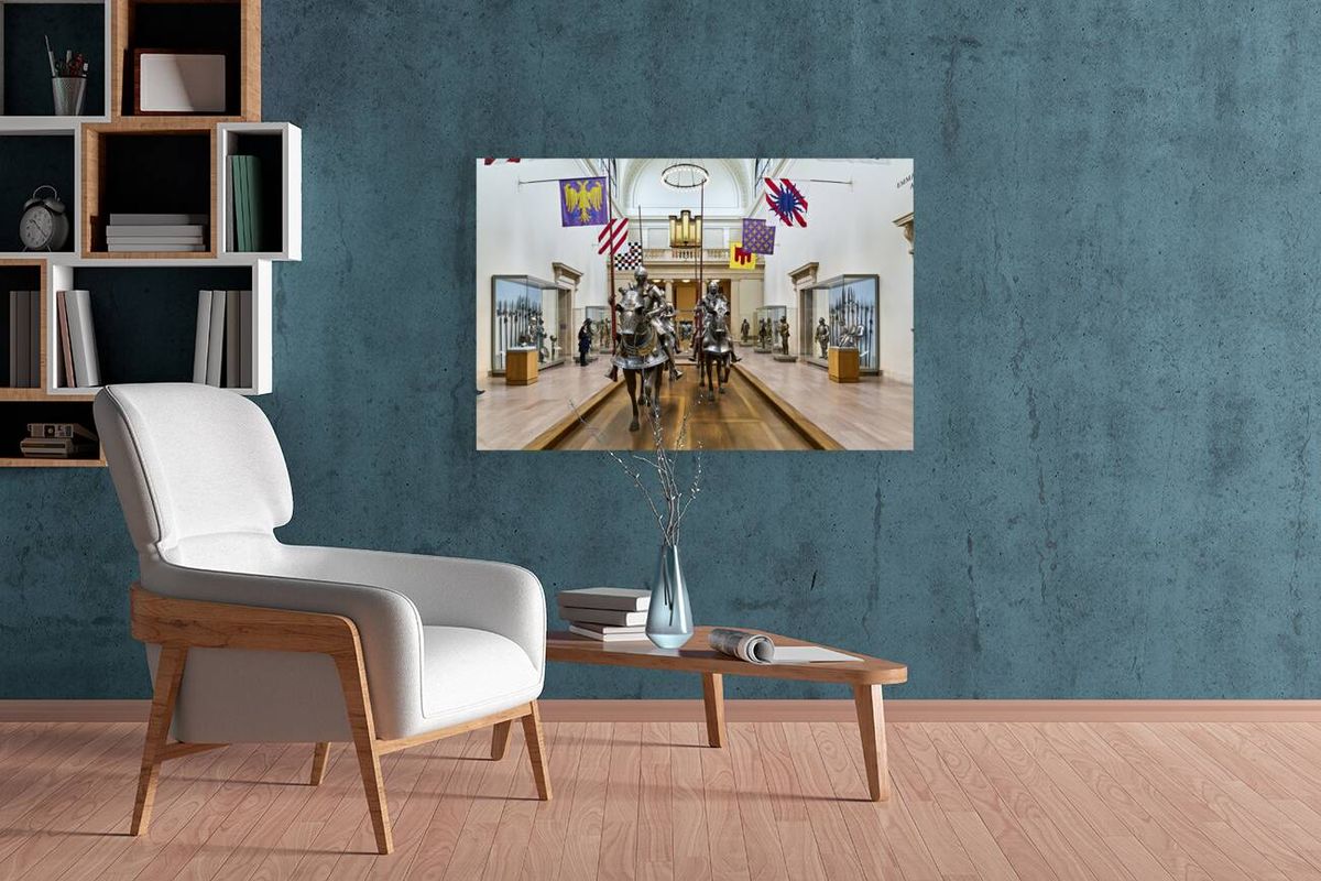 New York. Manhattan. United States. The Metropolitan Museum of Art. Arms and armor Middle Ages main hall