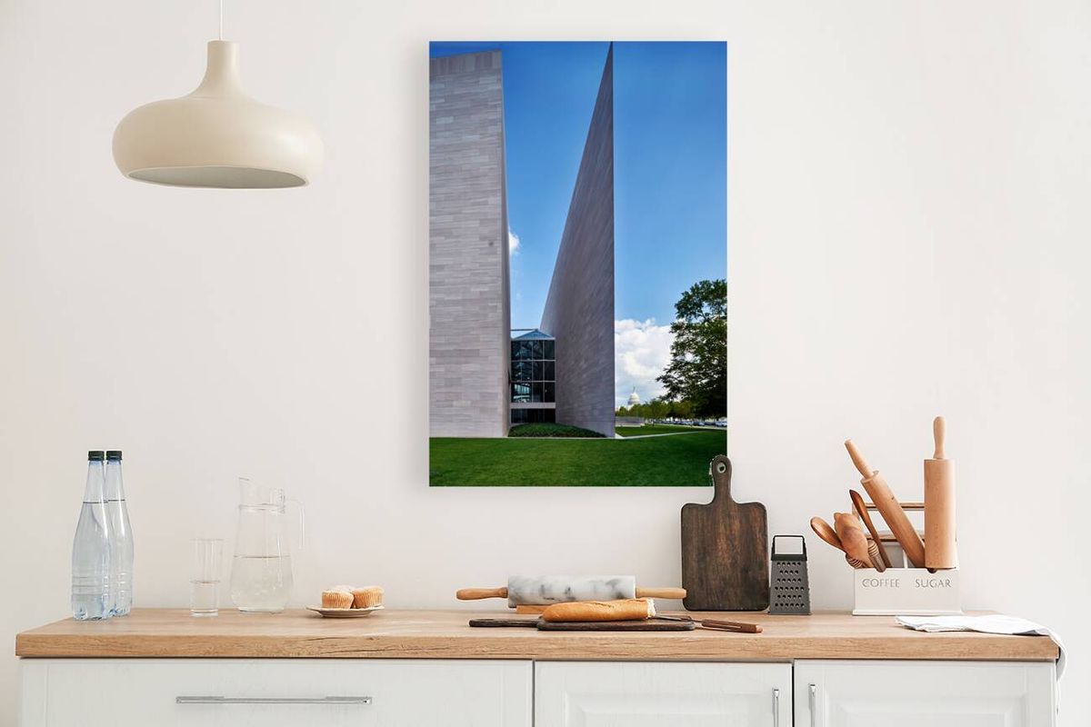 The East Building of the National Gallery of Art. In the background the United States Capitol. Washington D.C.