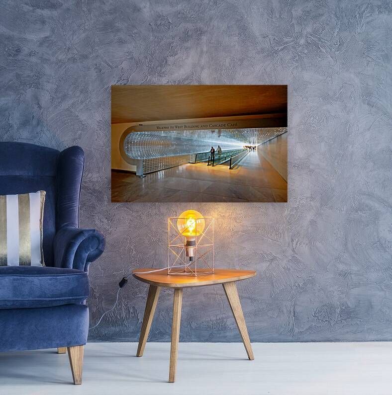 The walkway connecting East and West Buildings of the National Gallery of Art. Washington D.C.