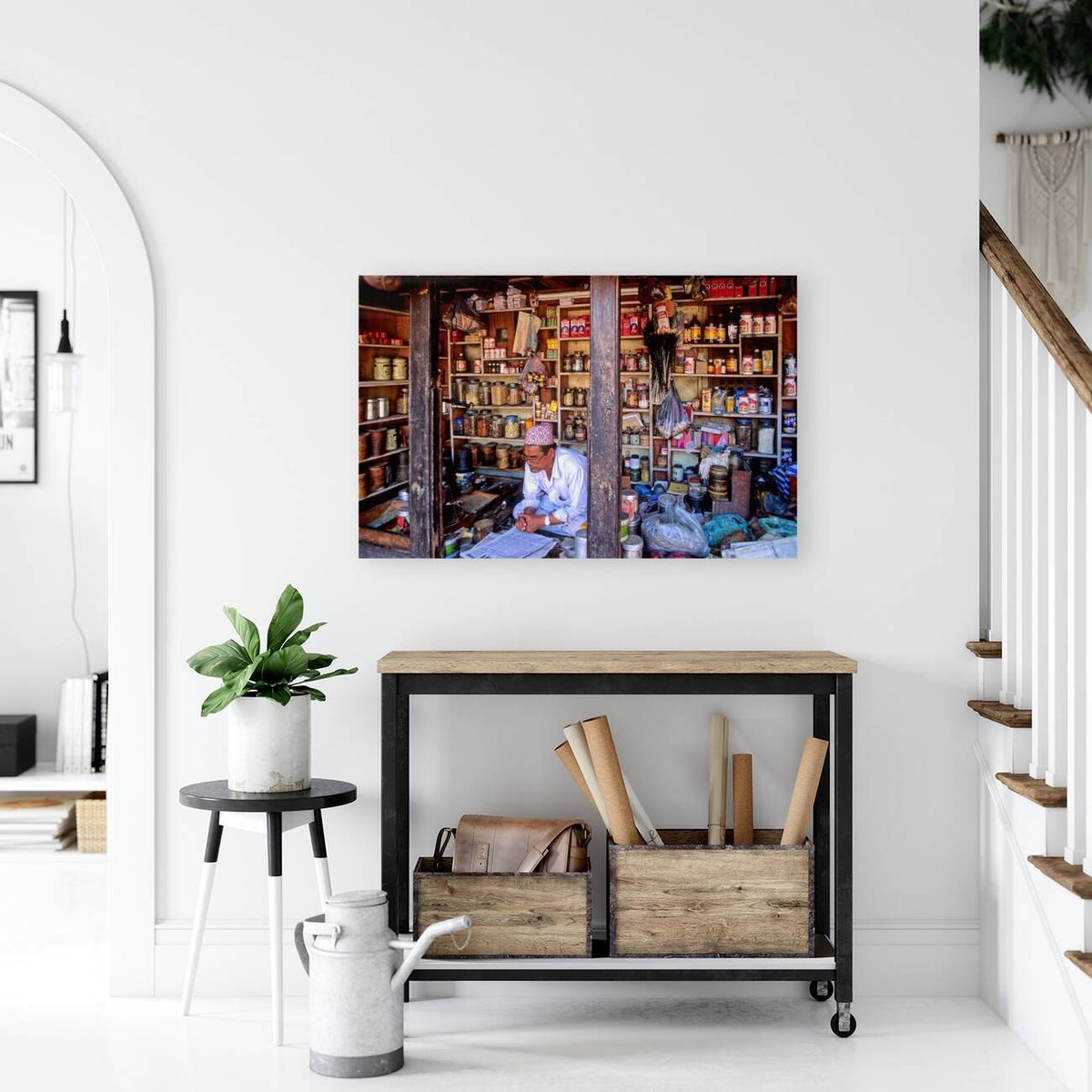 Nepal. Kathmandu. Grocer