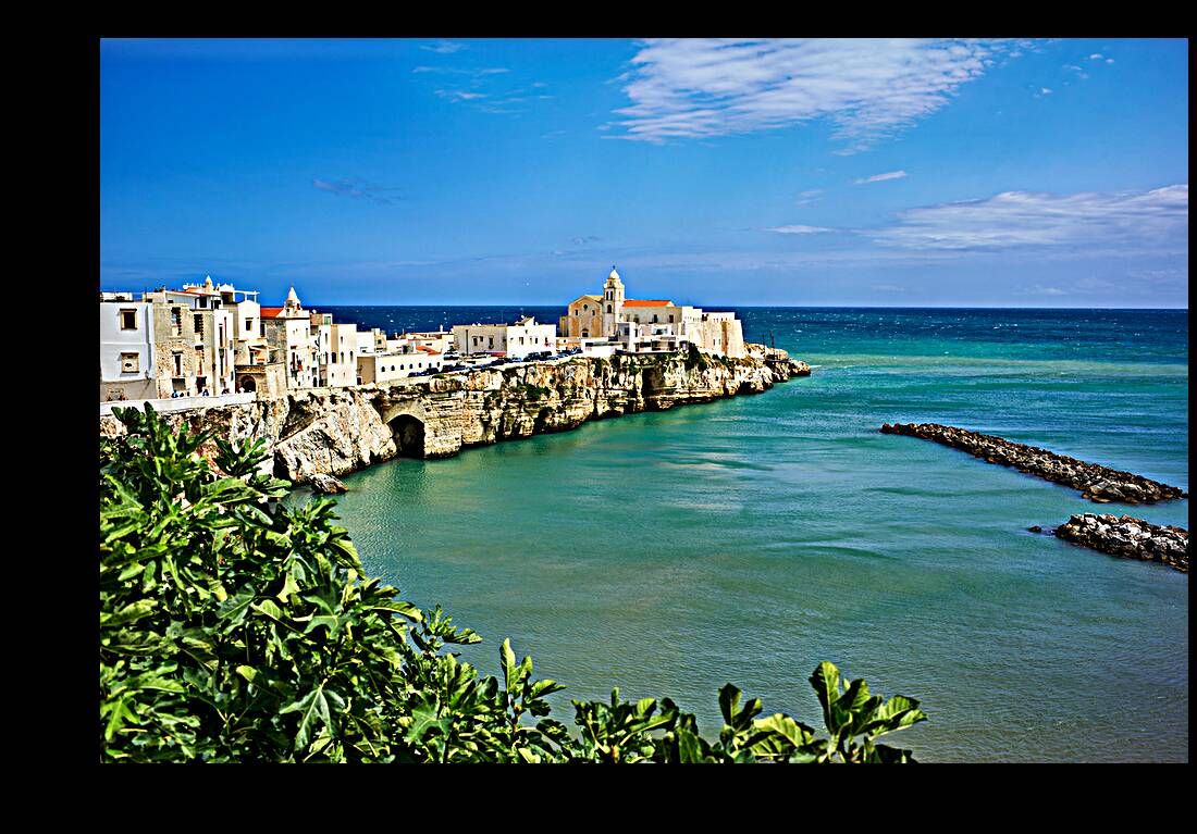 Vieste Gargano. Apulia Puglia Italy. Cape San Francesco and San Francesco church