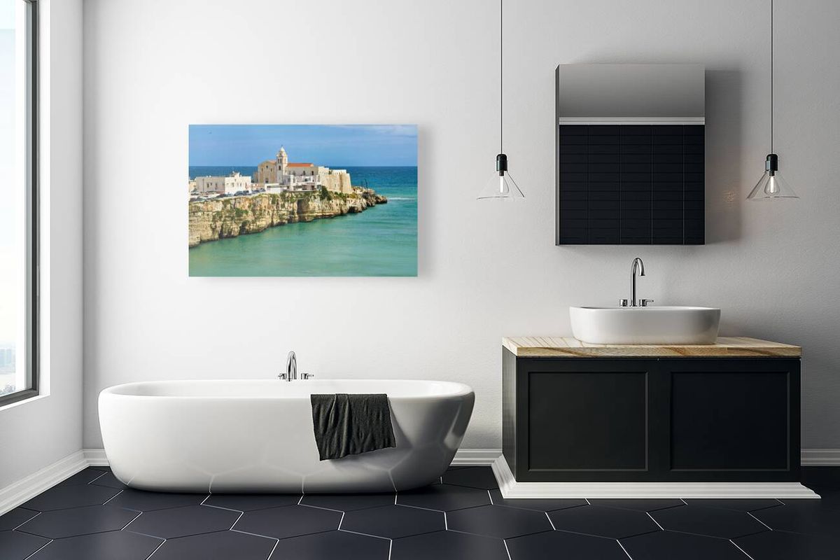 Vieste Gargano. Apulia Puglia Italy. Cape San Francesco and San Francesco church