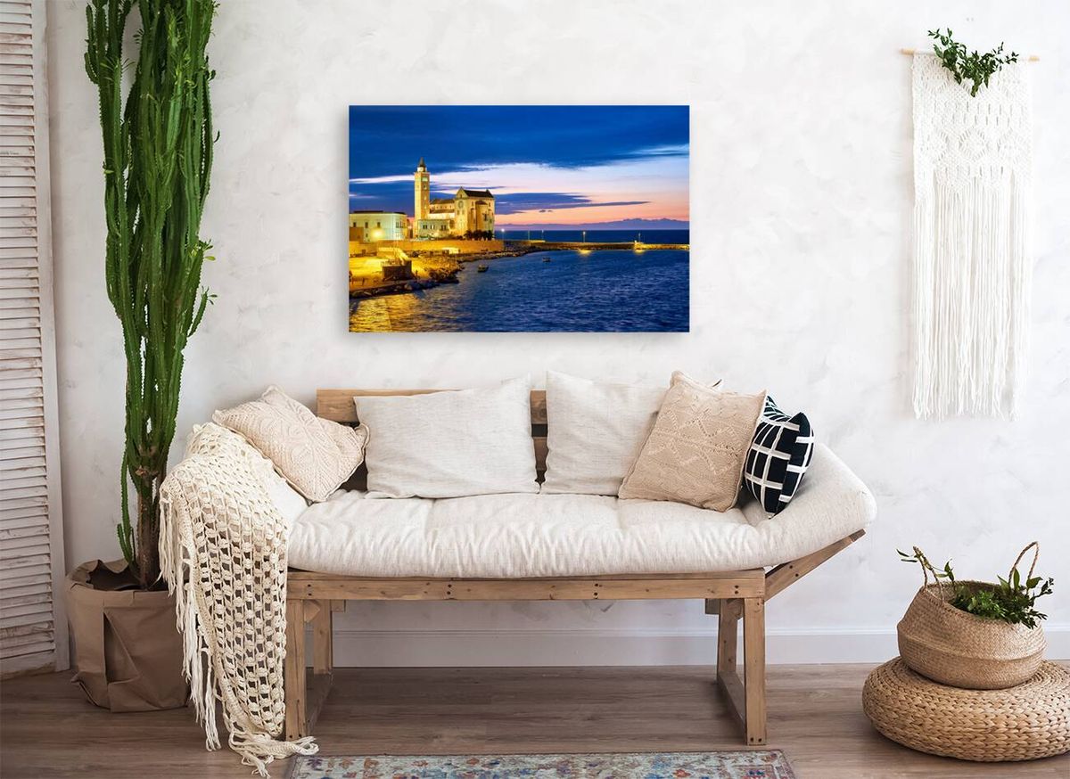 Apulia Puglia Italy. Trani. Basilica Cattedrale Beata Maria Vergine Assunta dedicated to Saint Nicholas at dusk