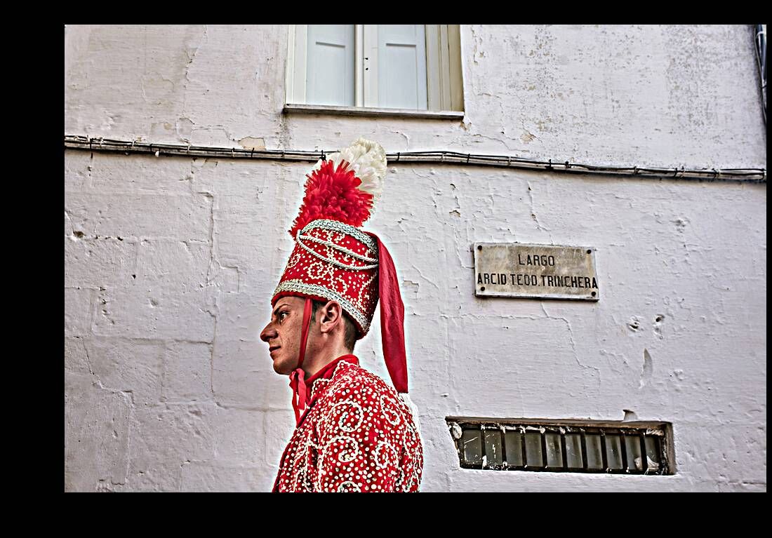Apulia Puglia Italy. Ostuni. Festival of Saint Orontius. The cavalcata a procession of horses in the streets of the town