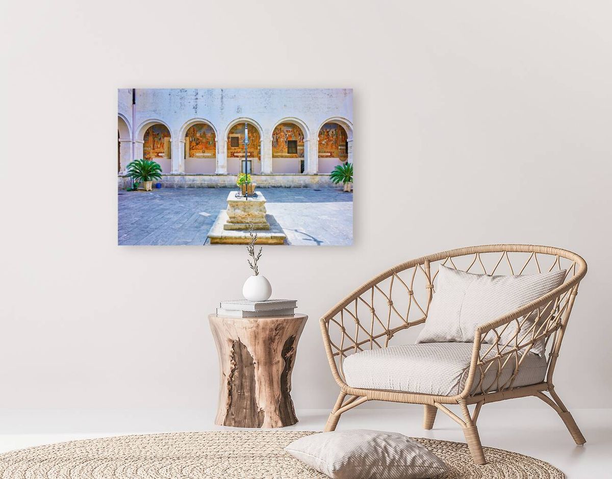 Salento. Apulia Puglia Italy. Galatina. Santa Caterina dAlessandria church. Frescoes in the cloister