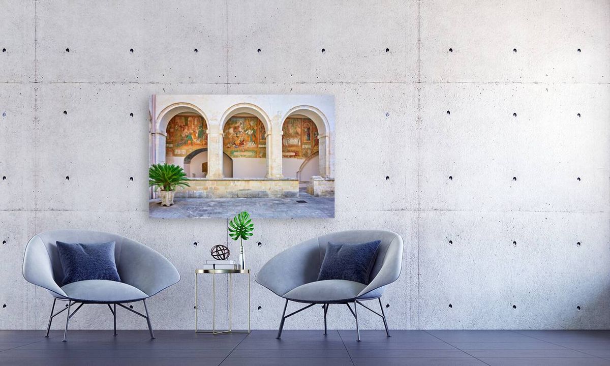 Salento. Apulia Puglia Italy. Galatina. Santa Caterina dAlessandria church. Frescoes in the cloister