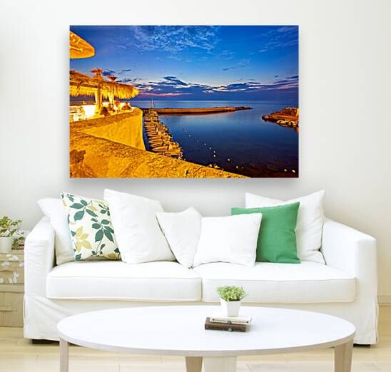 Salento. Apulia Puglia Italy. Gallipoli. Aperitif on the waterfront at sunset.