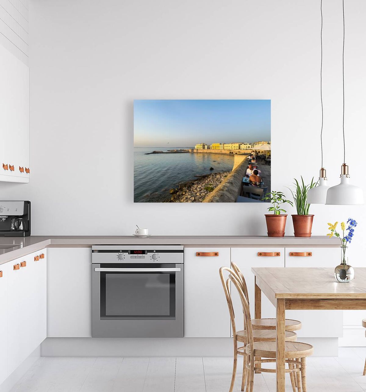 Gallipoli Puglia Salento Italy. Aperitif ay sunset at the town walls