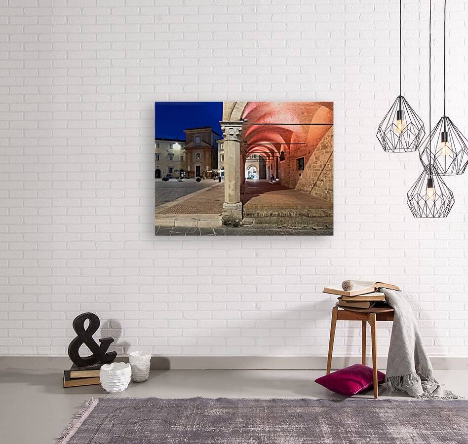 Montefalco Umbria Italy. Piazza del Comune town hall square