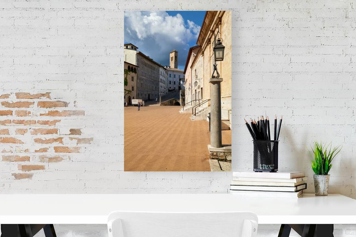 Spoleto Umbria Italy. Piazza del Duomo the theatre and Chiesa di SantEufemia
