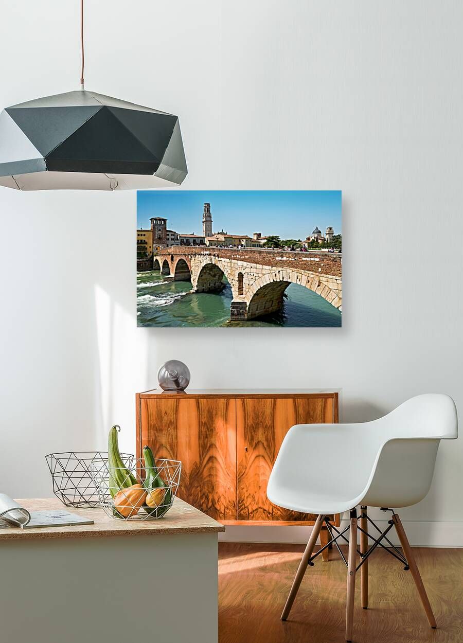 Verona Veneto Italy. Cityscape. The river Adige and Ponte Pietra Stone Bridge