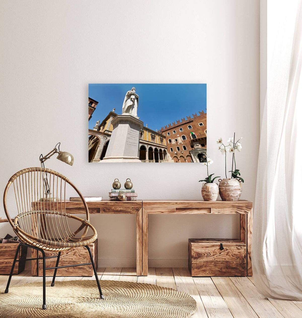 Verona Veneto Italy. Piazza dei Signori with the monument to Dante