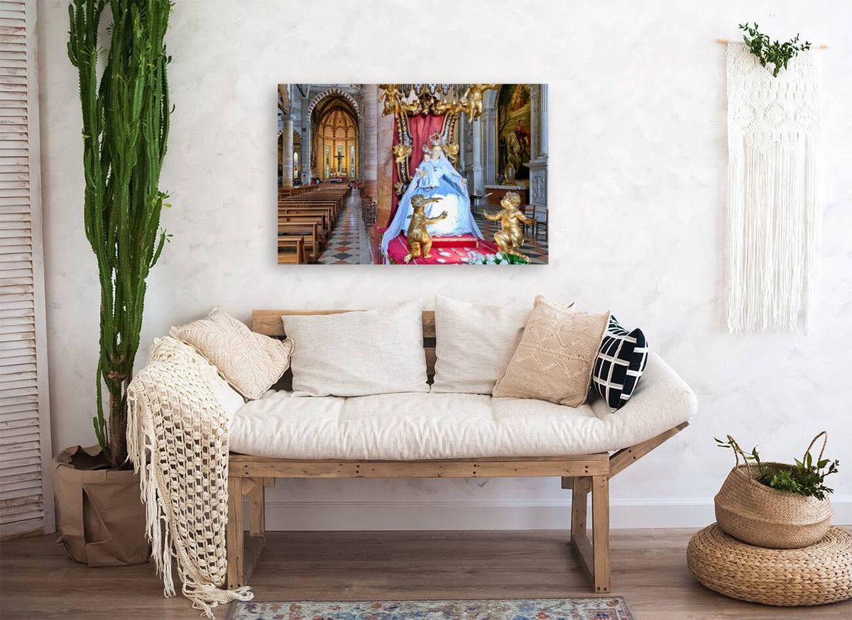 Verona Veneto Italy. The Basilica of Saint Anastasia. Madonna statue