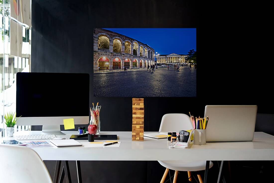 Verona Veneto Italy. The Verona Arena - Roman Amphitheatre and the Town Hall