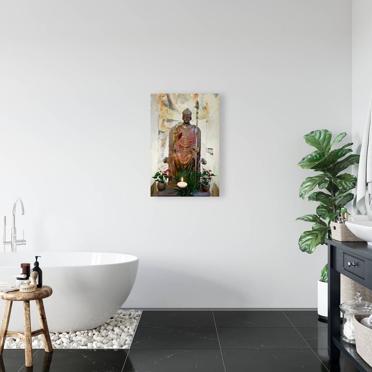 Verona Veneto Italy. The Basilica of San Zeno. The statue of smiling San Zeno