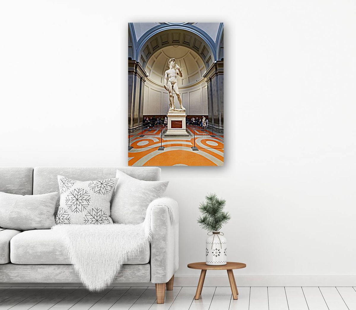 Florence Tuscany Italy. Gallery of the Academy of Florence. Interior of the gallery with Michelangelo David