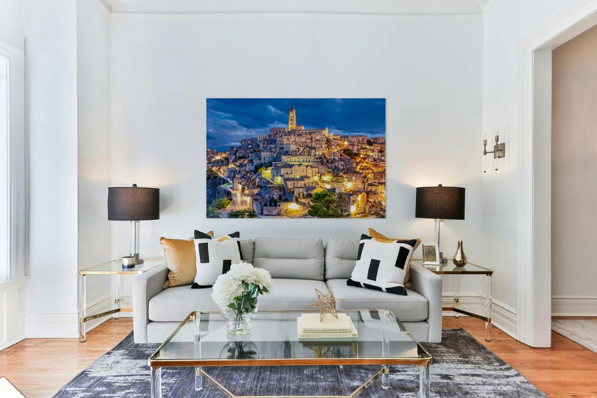 Matera Basilicata Italy. Cityscape. I sassi di Matera at sunset