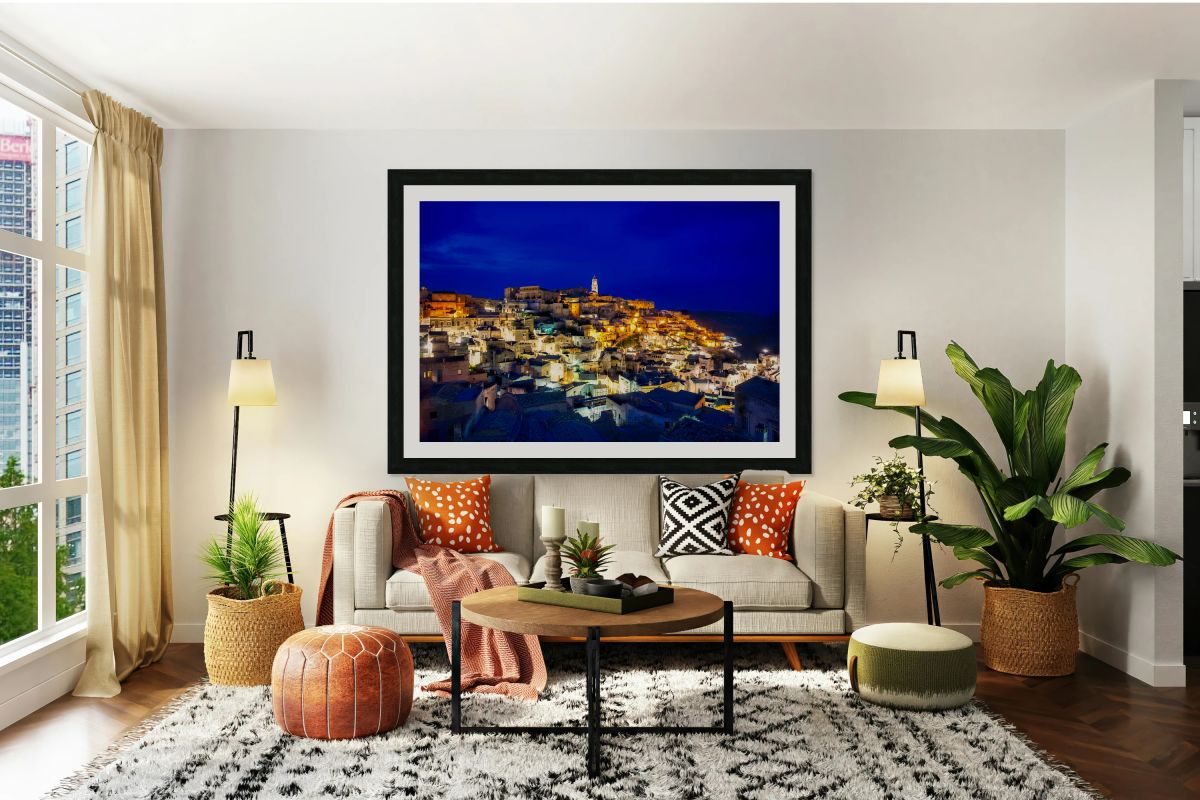 Matera Basilicata Italy. Cityscape ay sunset