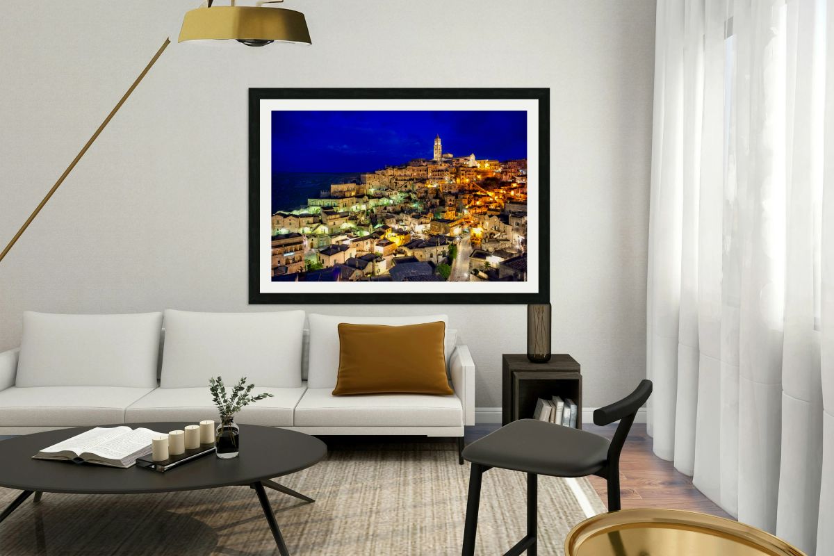 Matera Basilicata Italy. Cityscape. I sassi di Matera at sunset