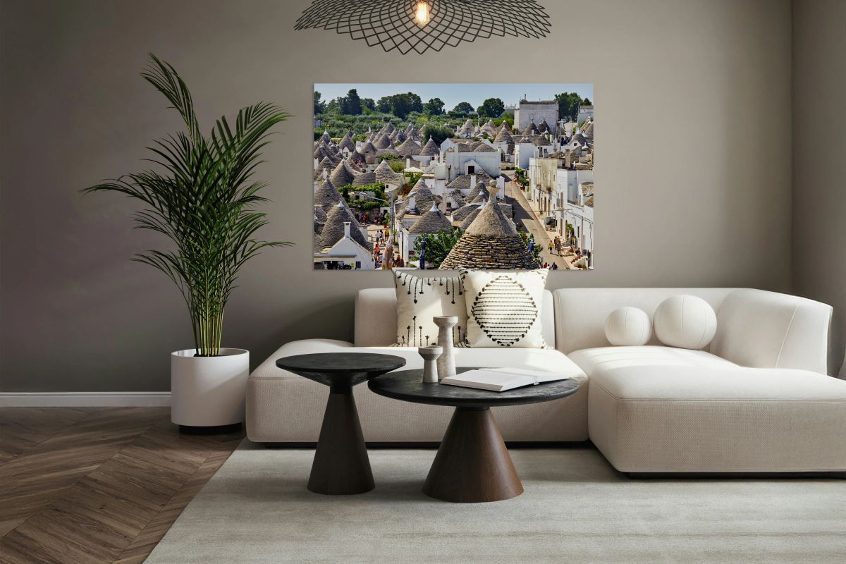 Apulia Puglia Italy. Alberobello. Trulli: traditional Apulian dry stone huts with a conical roof.