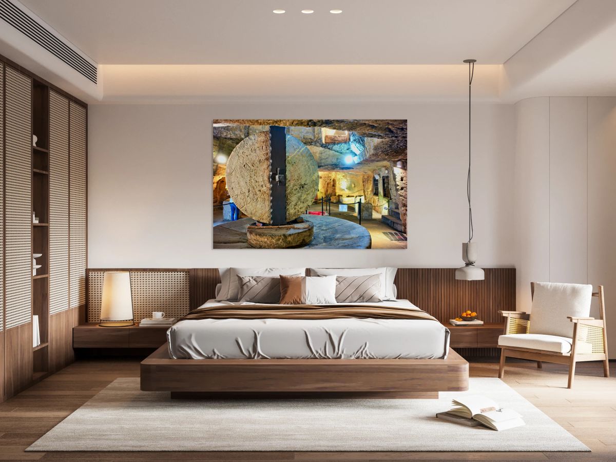 Salento. Apulia Puglia Italy. Gallipoli. Old olives crusher. Frantoio Oleario Ipogeo di Palazzo Granafei