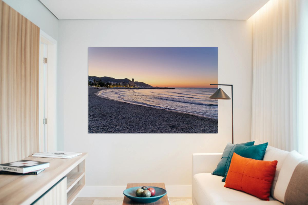 Sitges Catalunya Spain. Cityscape at sunrise