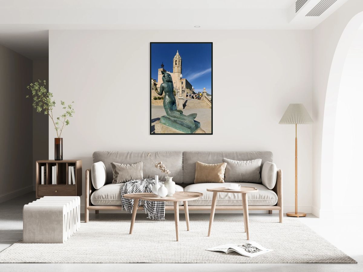 Sitges Catalunya Spain. Sculpture of the Queen of the Seas by Pedro Jimenez Corona on Mazatlans Malecon