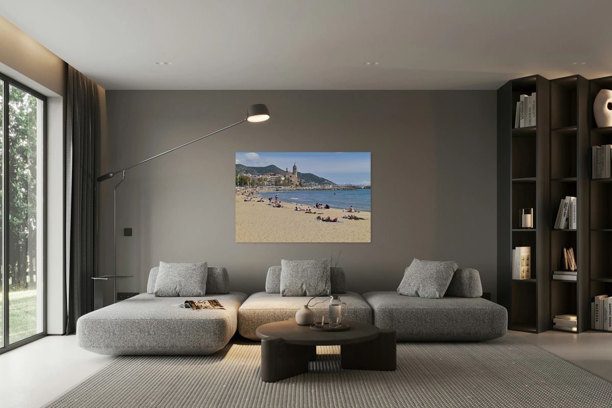 Sitges Catalunya Spain. Panorama view from the beach