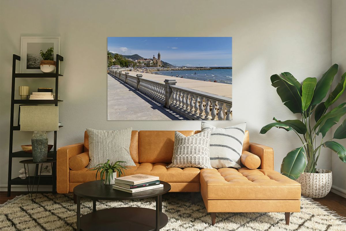 Sitges Catalunya Spain. Panorama view from the beach