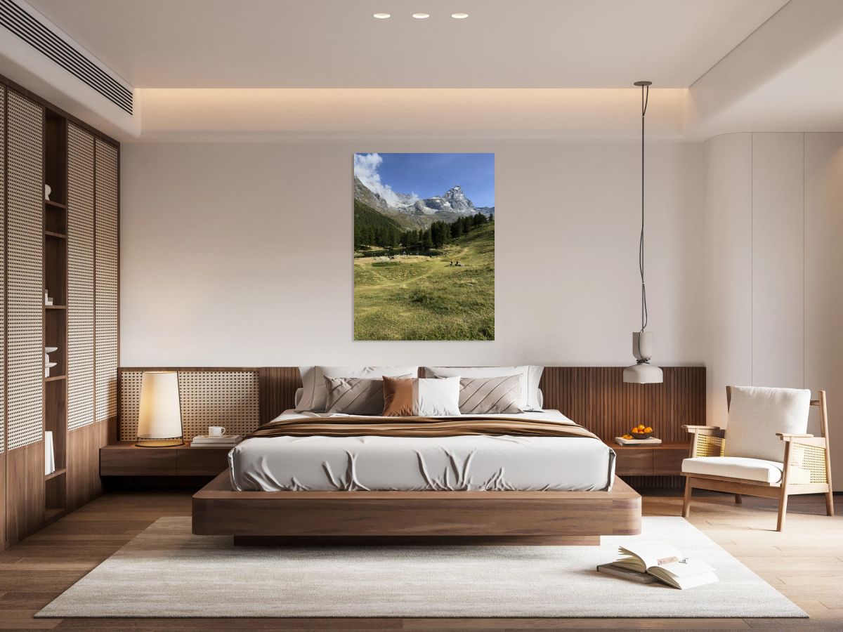 Breuil Cervinia Aosta Valley Italy. Bleu Lake and Matterhorn