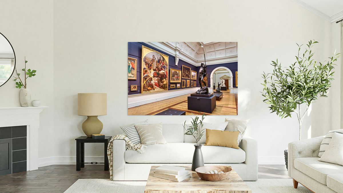 Art gallery with various paintings and sculptures in Sydney