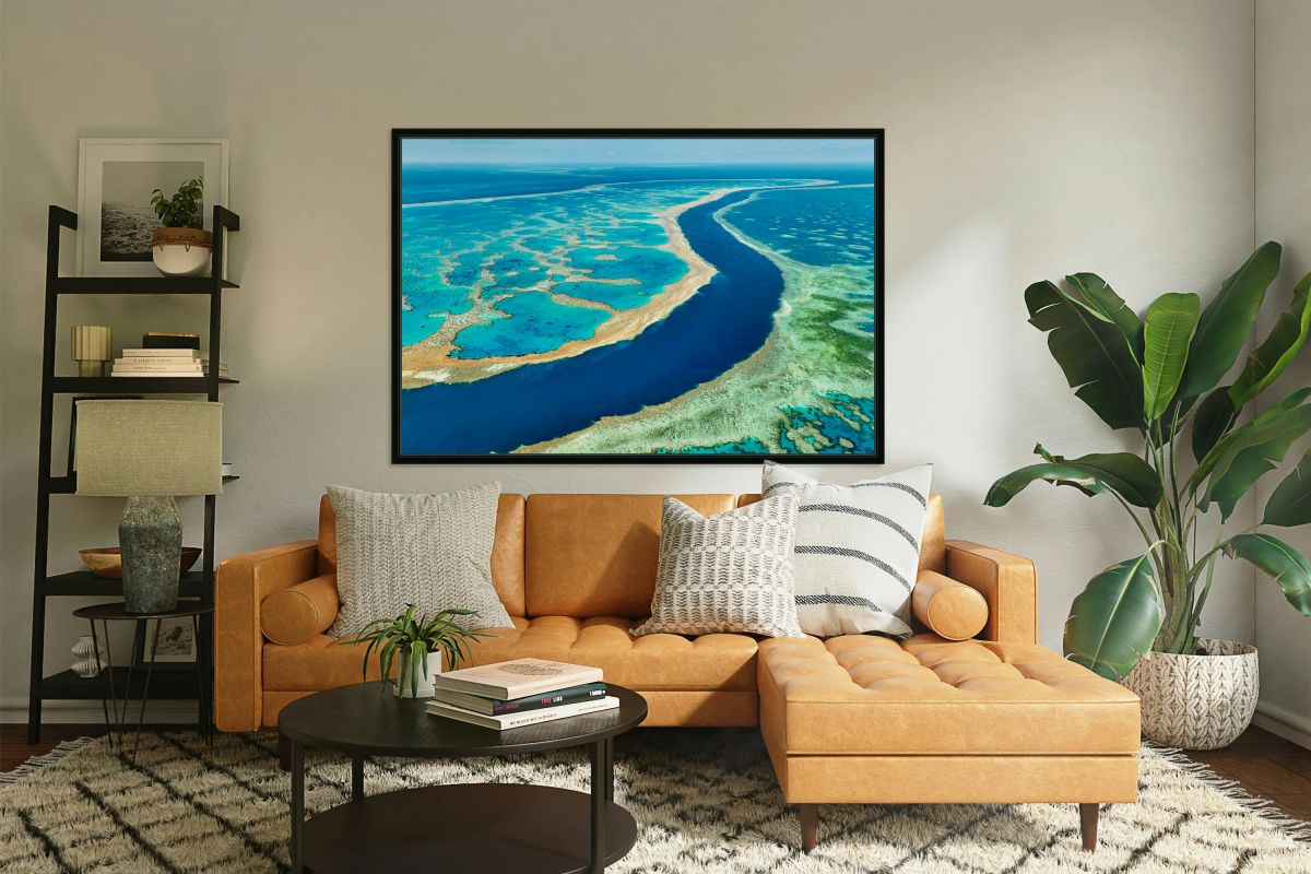 Aerial view of the Great Barrier Reefs vibrant coral formations
