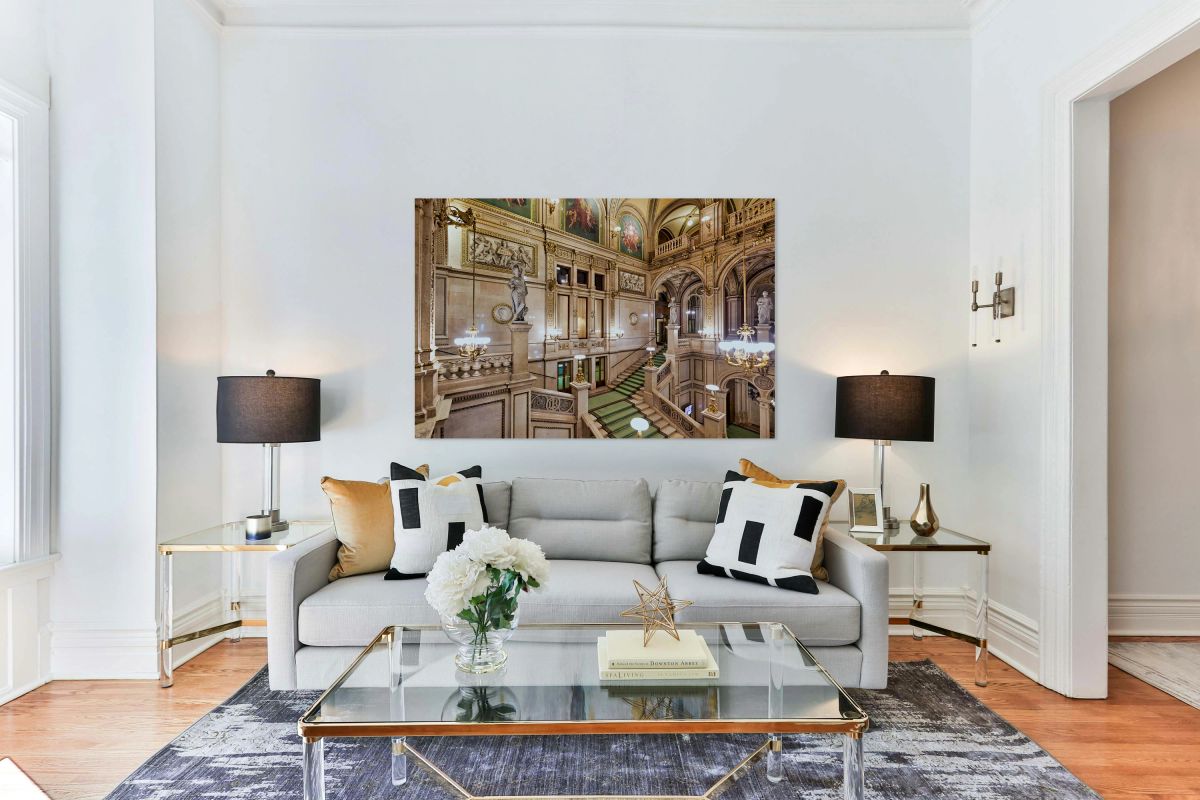 Vienna State Operas opulent grand staircase and hall.