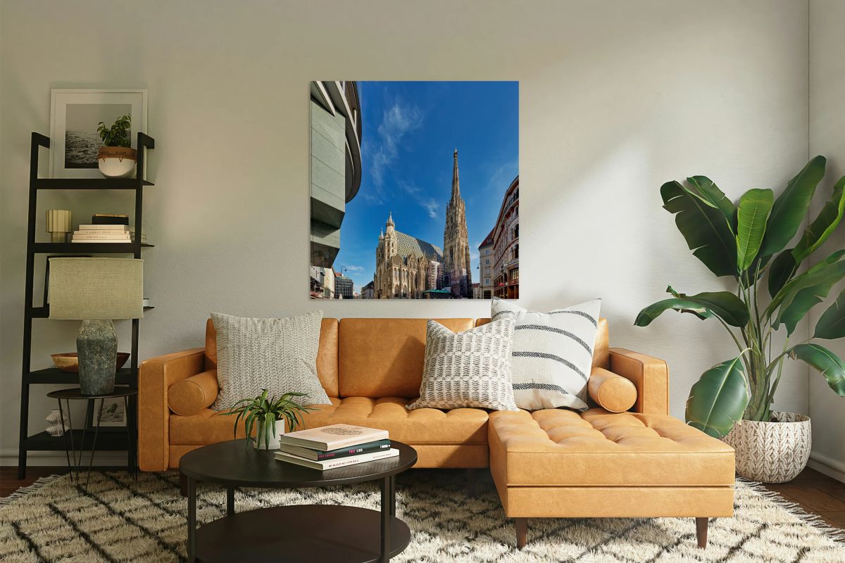 St. Stephens Cathedral Vienna under a clear blue sky.