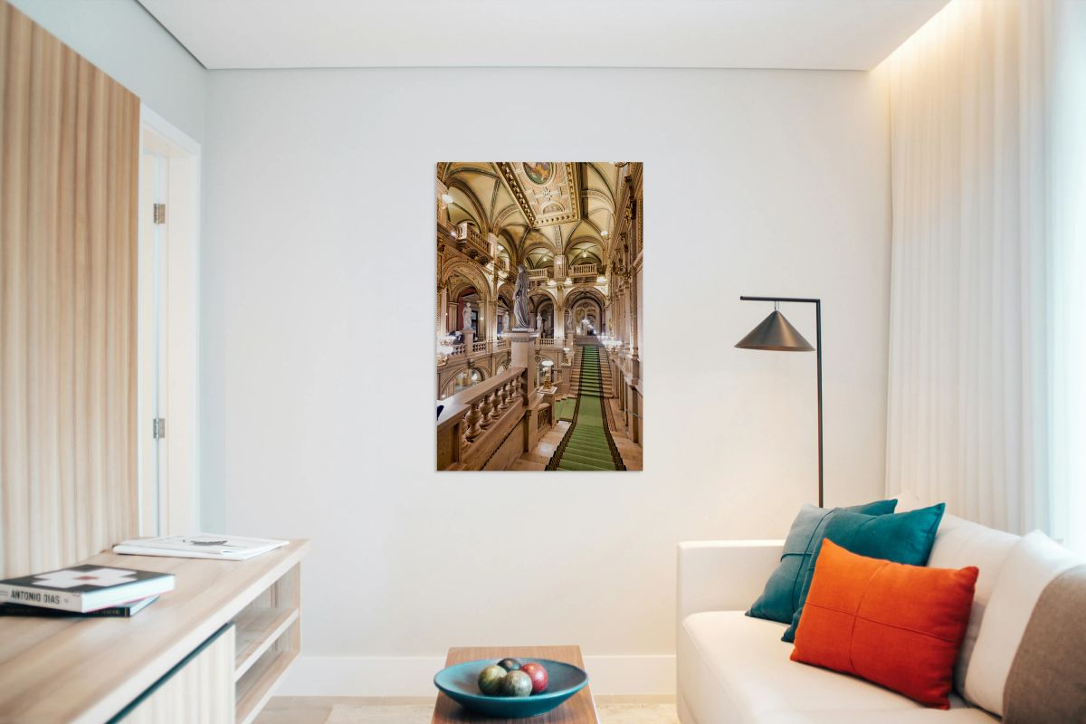 Opulent historic building interior with grand staircase and sta