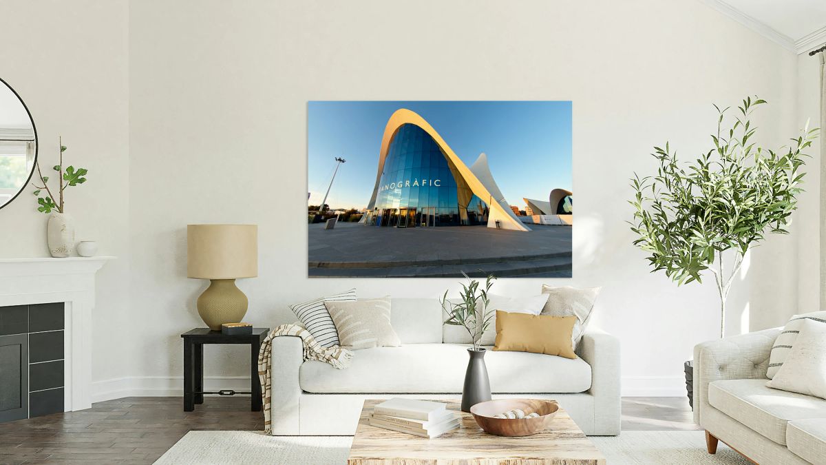 Valencia shows Oceanografic oceanarium at sunset time