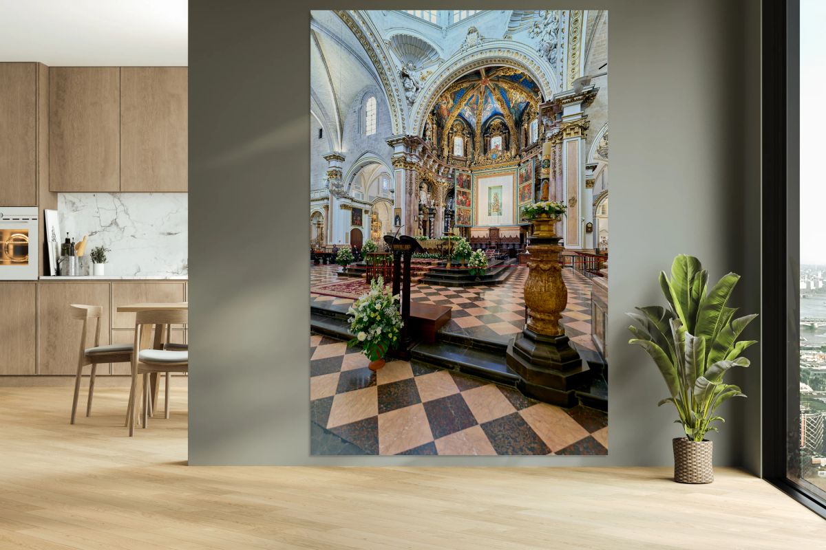 Visitors explore the interior of Valencia Cathedral
