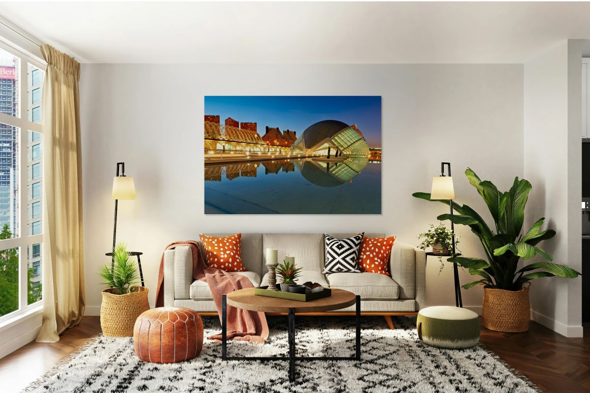 View of Hemisferic in Valencia Spain during night time