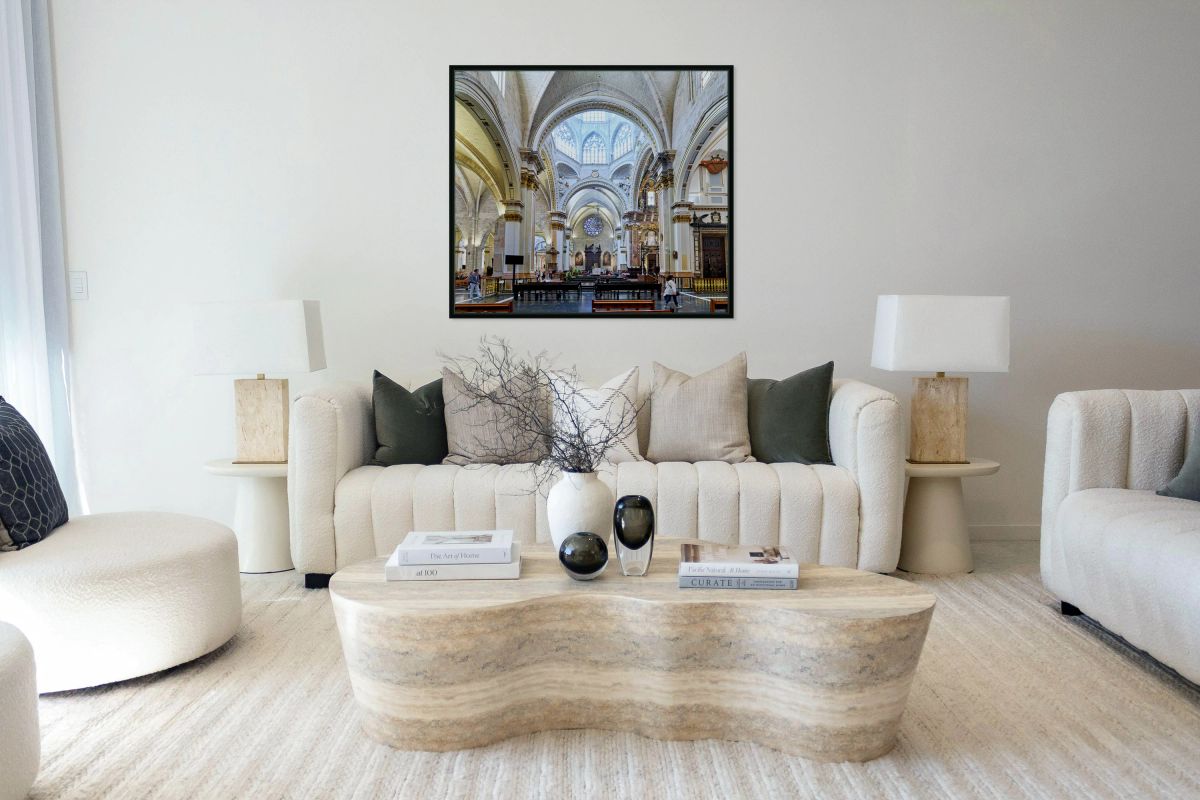 Visitors explore the interior of Valencia Cathedral in Spain