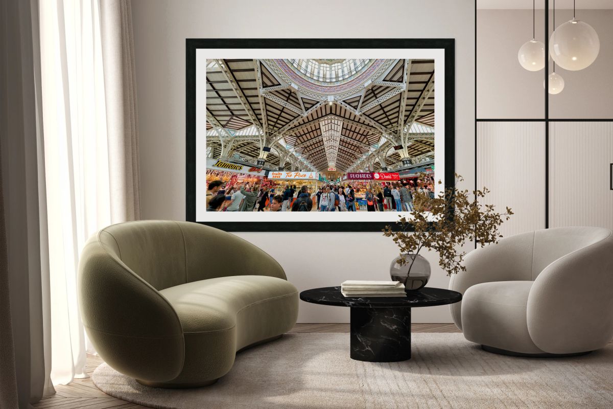 Visitors explore stalls in Central Market of Valencia Spain