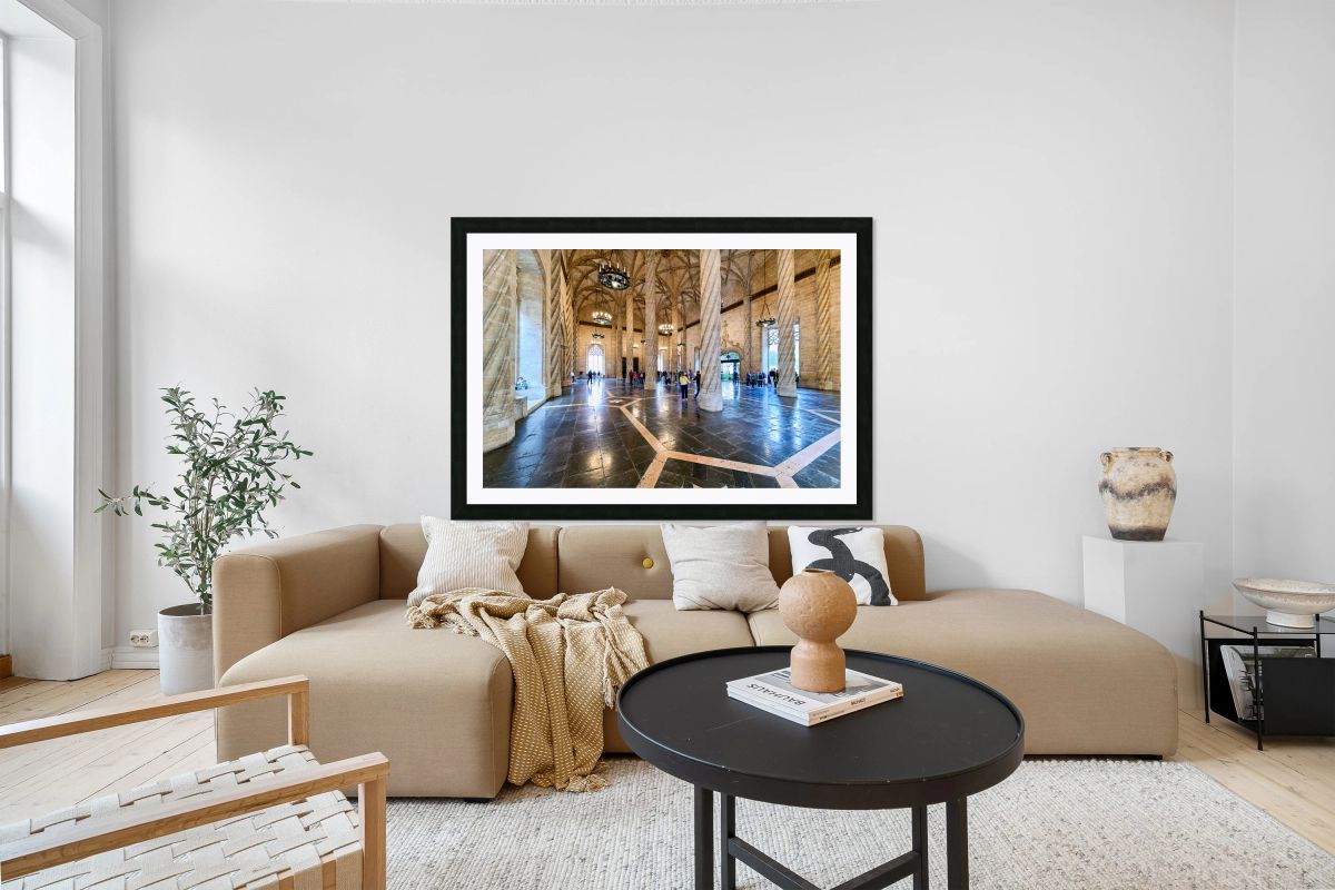 Visitors explore the interior of Lonja de la Seda in Valencia Sp
