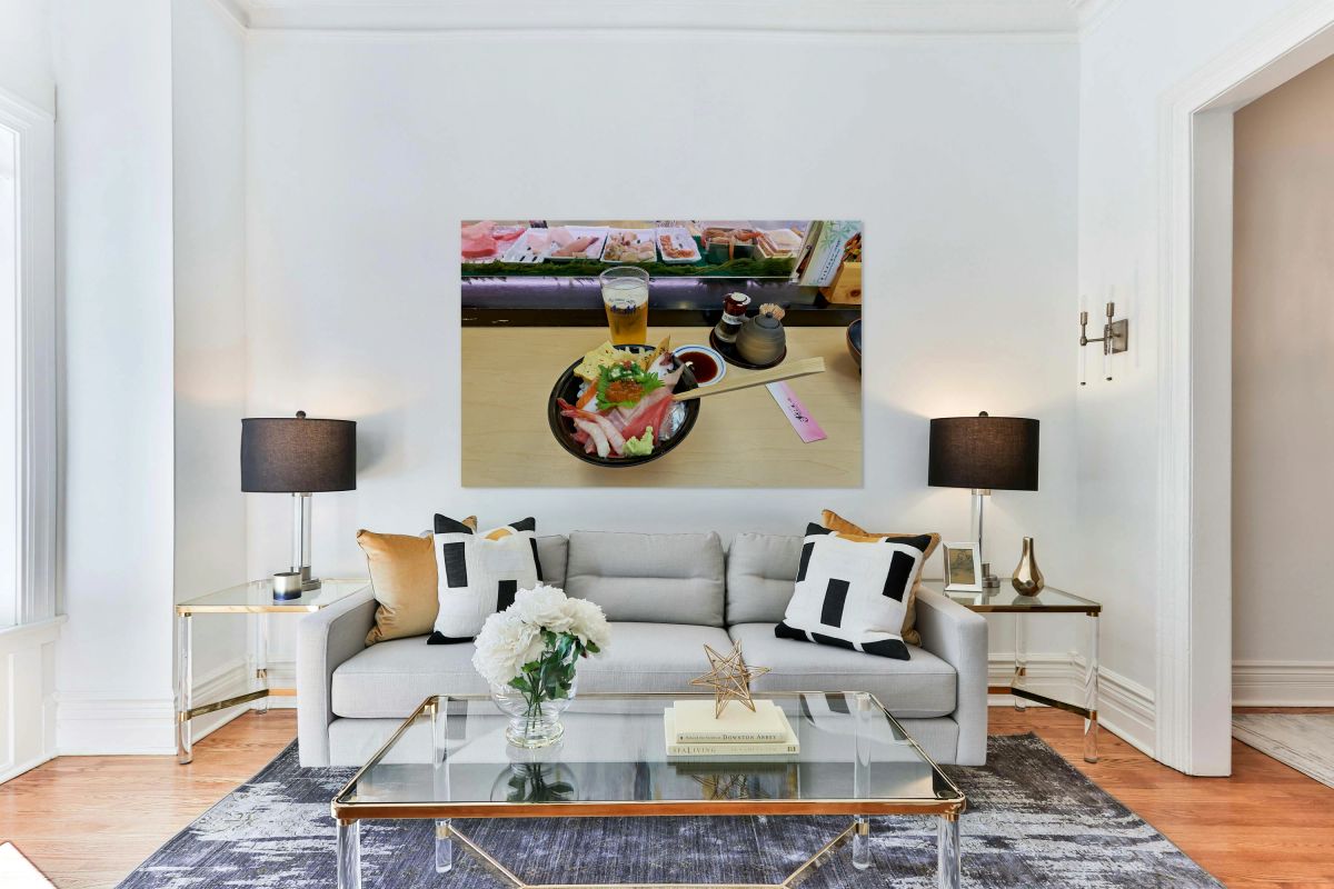 Sushi bar with fresh sashimi and beer in Shibuya Tokyo