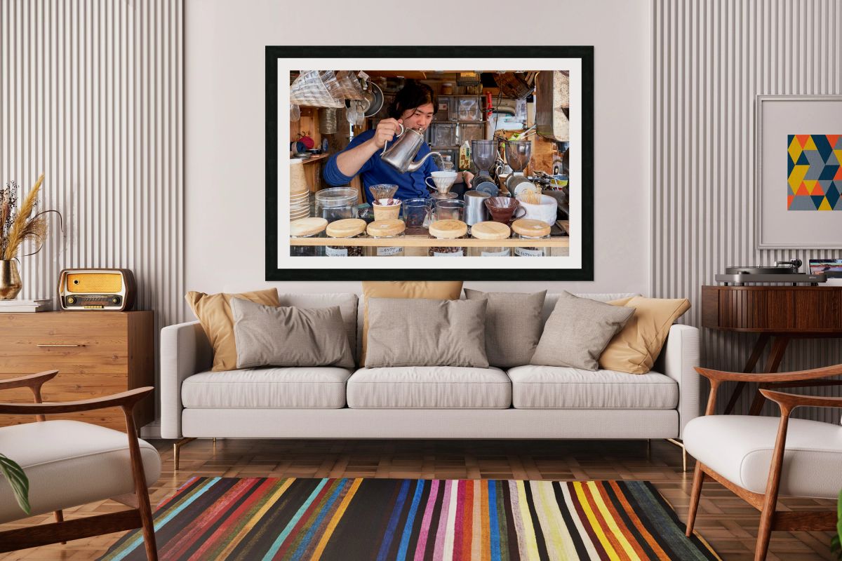 Street stall in Tokyo serving coffee and tea to customers