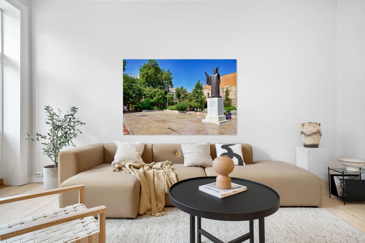 Statue of Constantine XI near Mitropolis Cathedral Athens